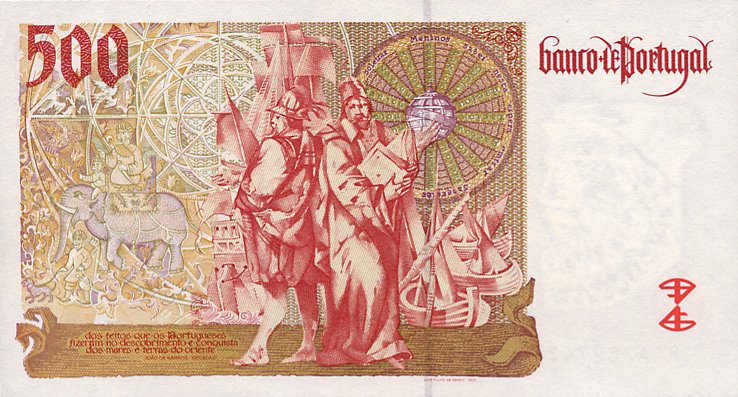 Back of Portugal p187c: 500 Escudos from 2000