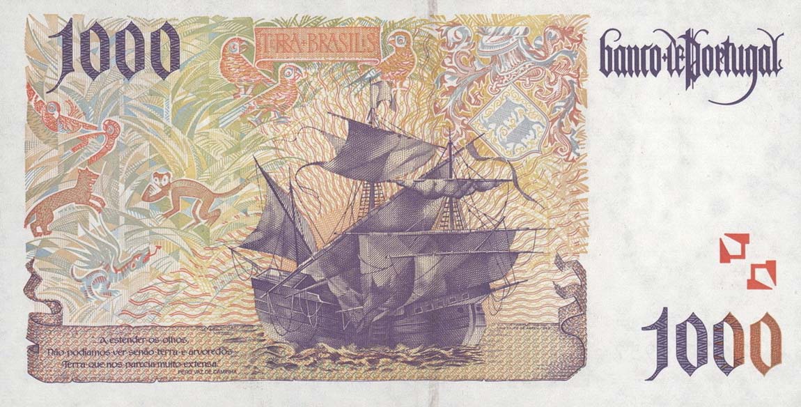 Back of Portugal p188a: 1000 Escudos from 1996