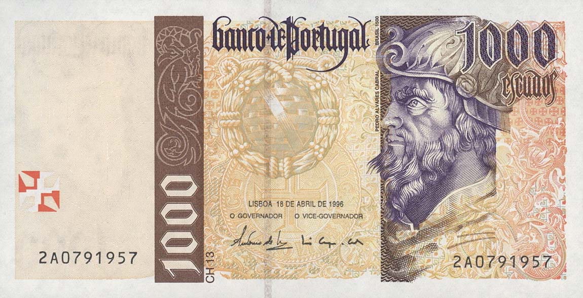 Front of Portugal p188a: 1000 Escudos from 1996
