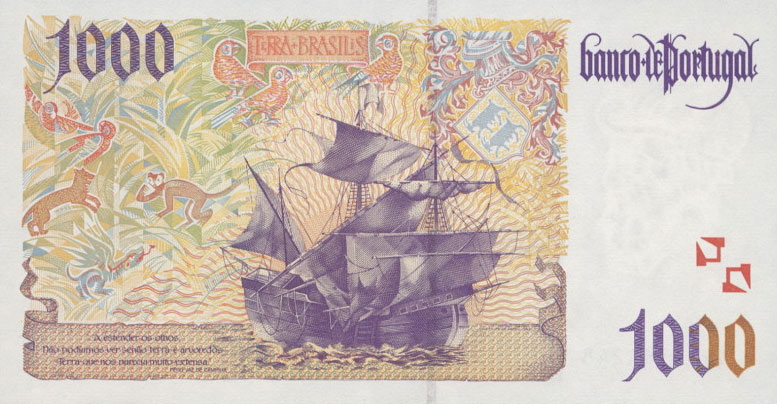 Back of Portugal p188d: 1000 Escudos from 2000