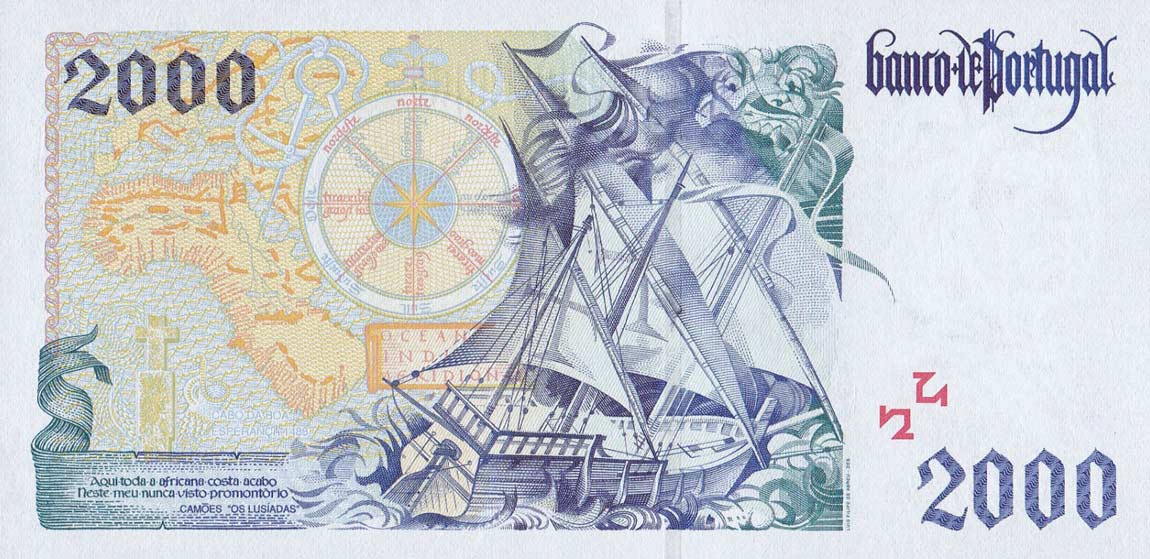 Back of Portugal p189a: 2000 Escudos from 1995