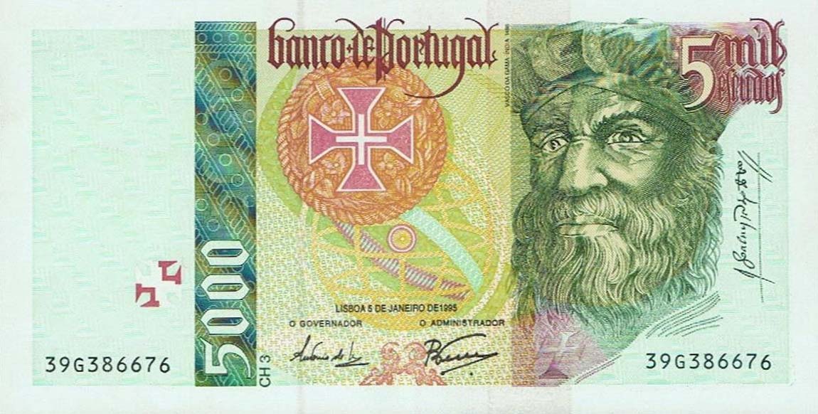 Front of Portugal p190a: 5000 Escudos from 1995