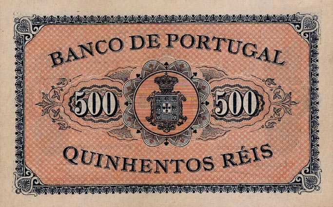 Back of Portugal p65: 500 Reis from 1891