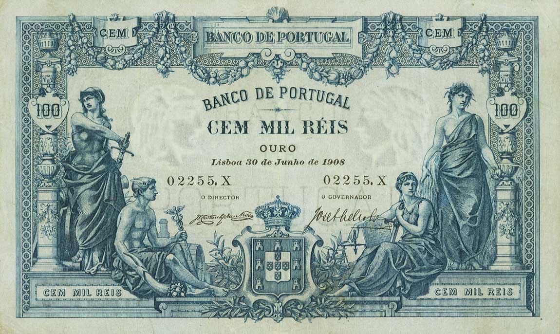 Front of Portugal p78: 100 Mil Reis from 1894