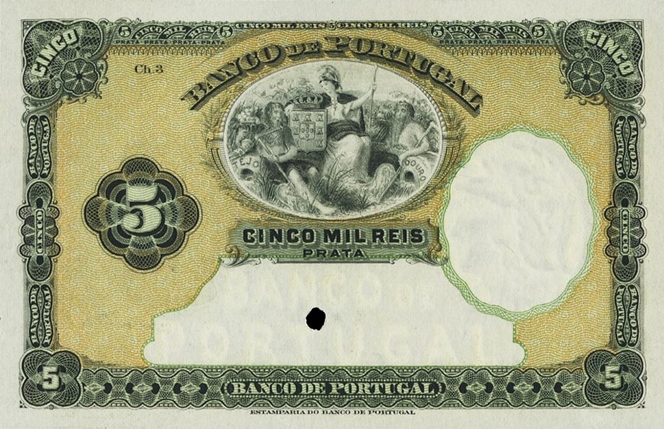 Front of Portugal p83ct: 5 Mil Reis from 1903