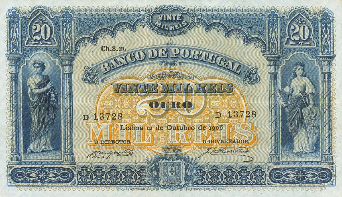 Front of Portugal p84a: 20 Mil Reis from 1906