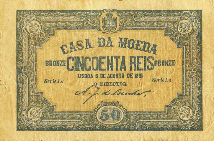 Front of Portugal p86: 50 Reis from 1891