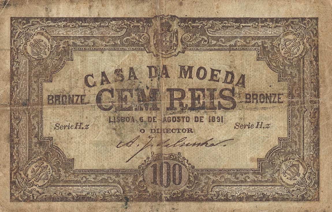 Front of Portugal p89: 100 Reis from 1891