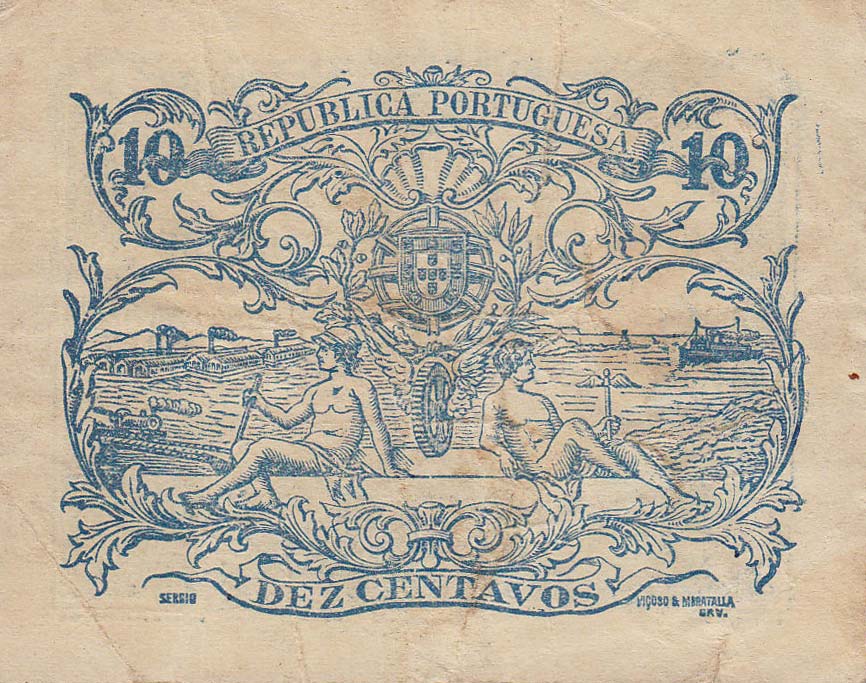 Back of Portugal p95a: 10 Centavos from 1917