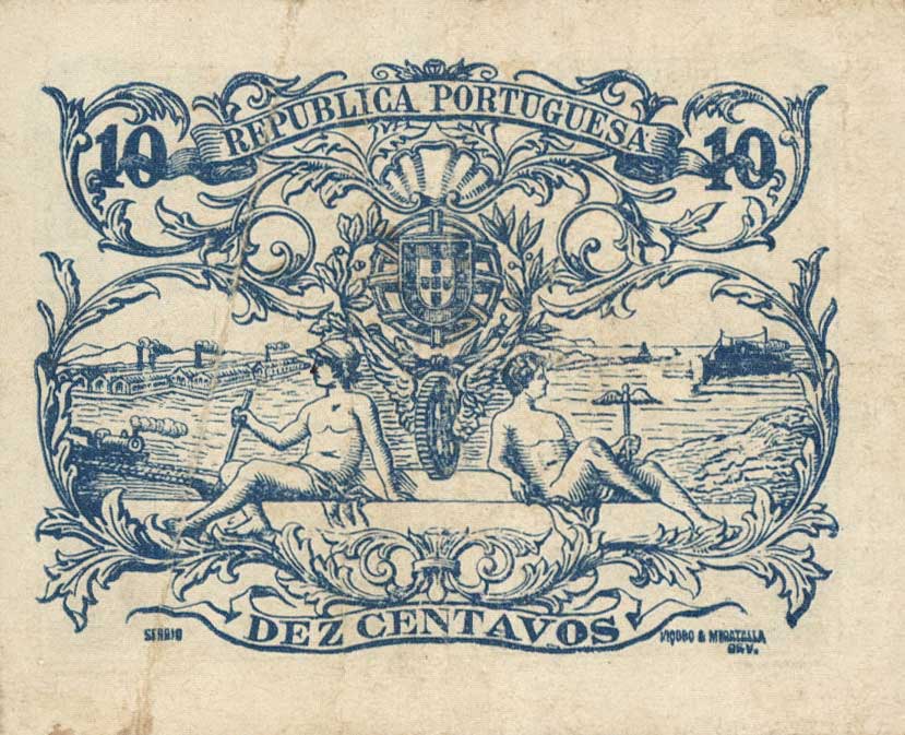 Back of Portugal p95b: 10 Centavos from 1917