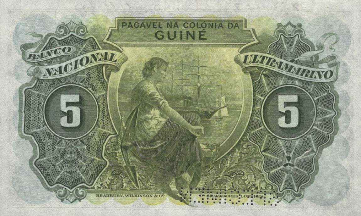 Back of Portuguese Guinea p27s: 5 Escudos from 1945