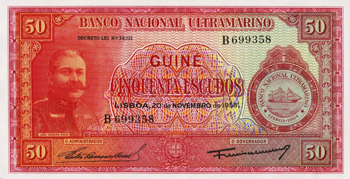 Front of Portuguese Guinea p37a: 50 Escudos from 1958