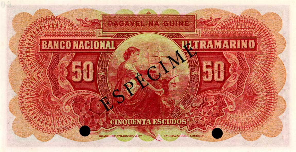 Back of Portuguese Guinea p37s: 50 Escudos from 1958