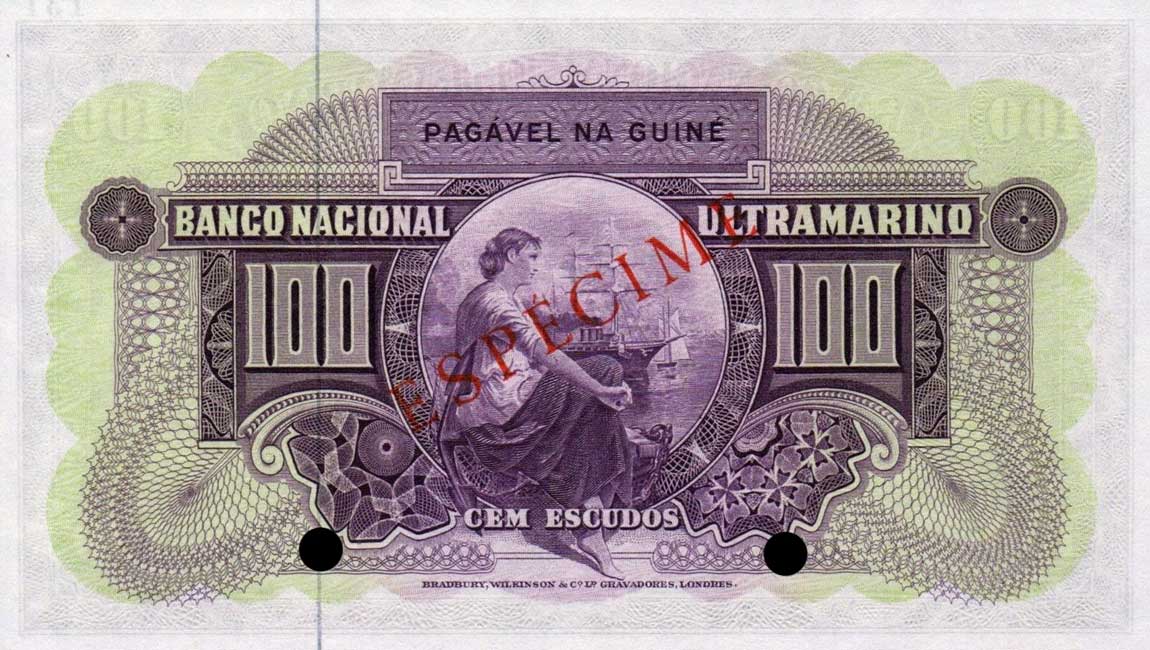 Back of Portuguese Guinea p38s: 100 Escudos from 1958