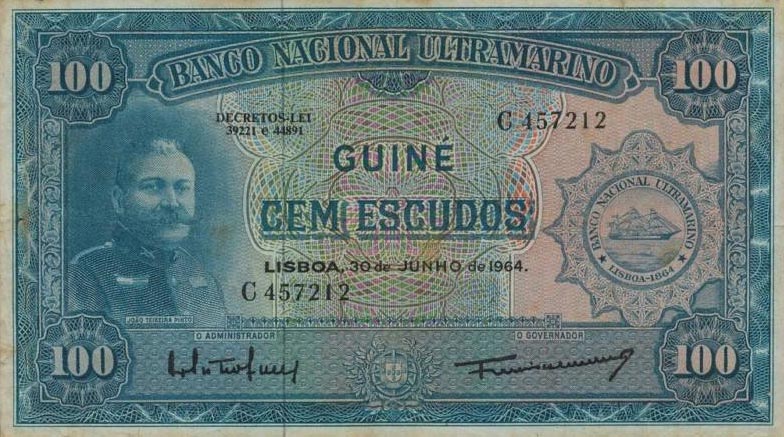 Front of Portuguese Guinea p41a: 100 Escudos from 1964