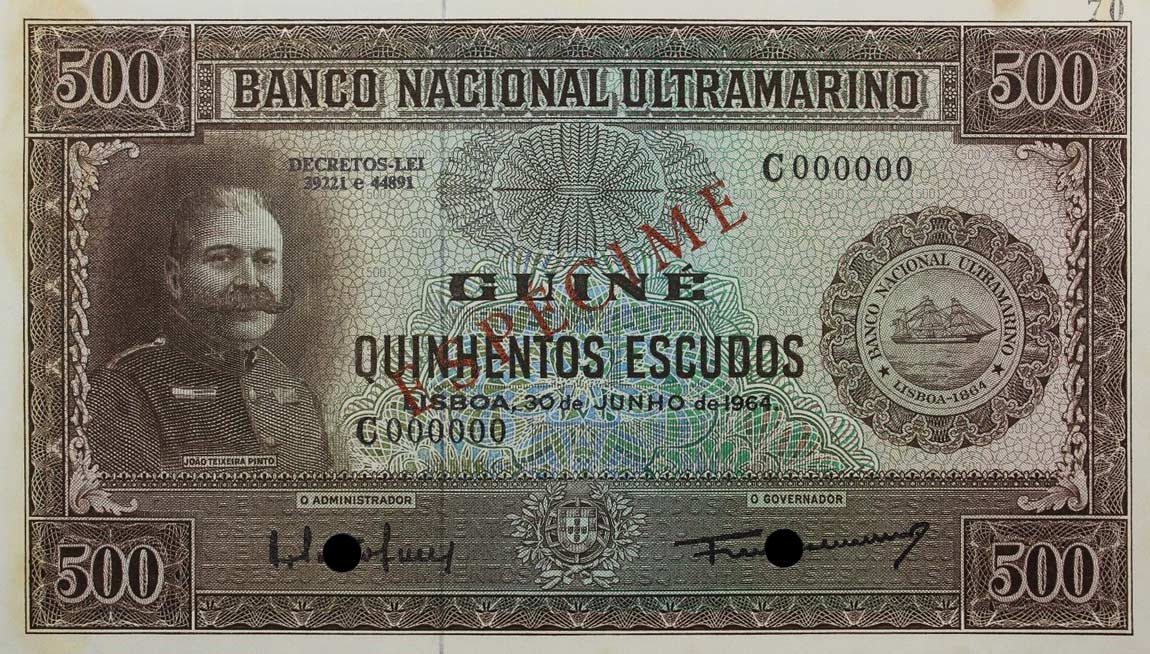 Front of Portuguese Guinea p42s: 500 Escudos from 1964