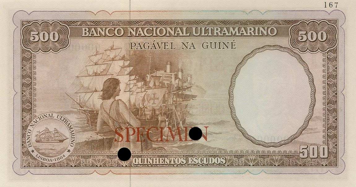 Back of Portuguese Guinea p46ct: 500 Escudos from 1971