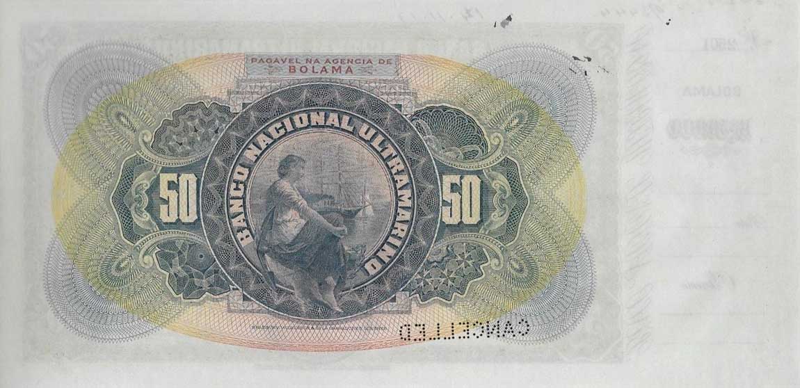 Back of Portuguese Guinea p5Bs: 50 Mil Reis from 1909