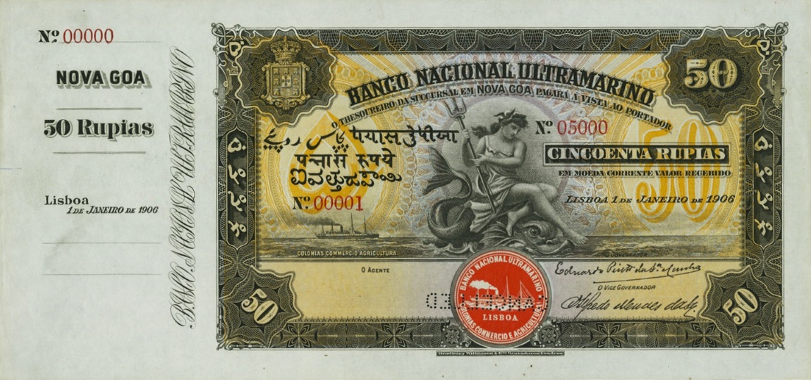 Front of Portuguese India p18s: 50 Rupia from 1906
