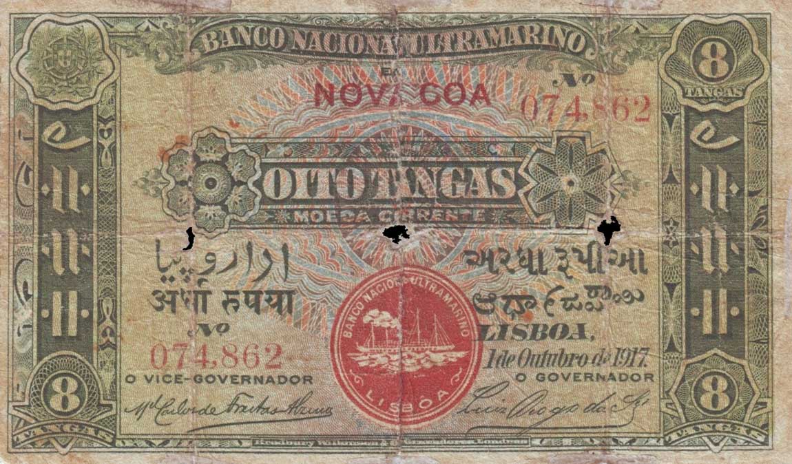 Front of Portuguese India p20: 8 Tangas from 1917