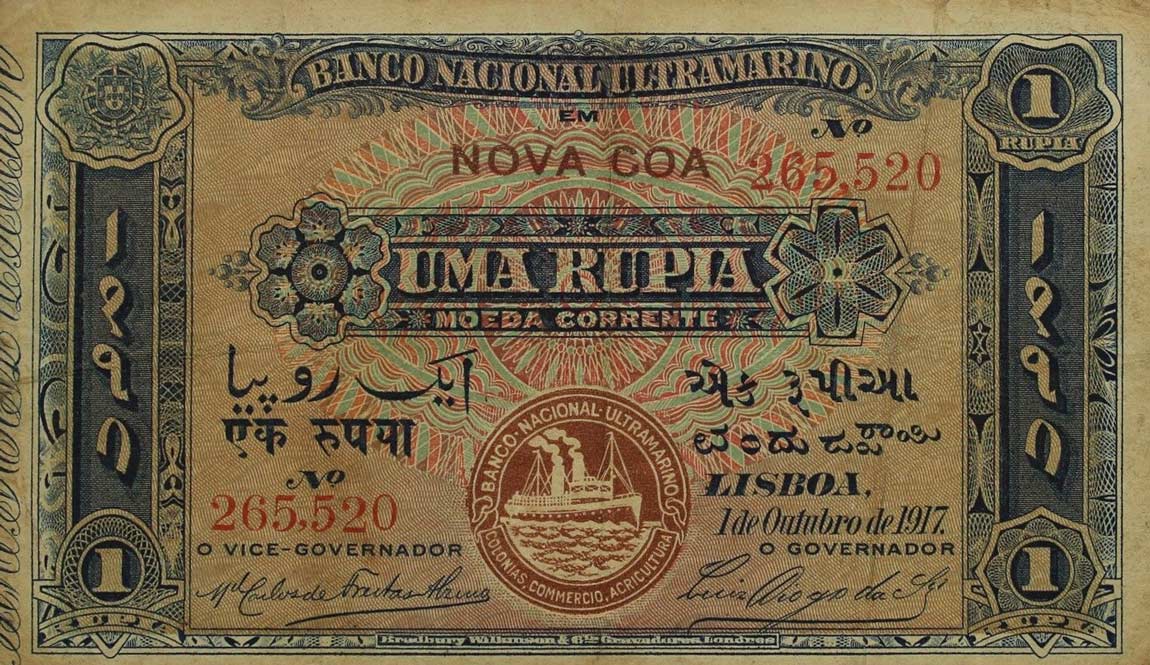 Front of Portuguese India p21A: 1 Rupia from 1917