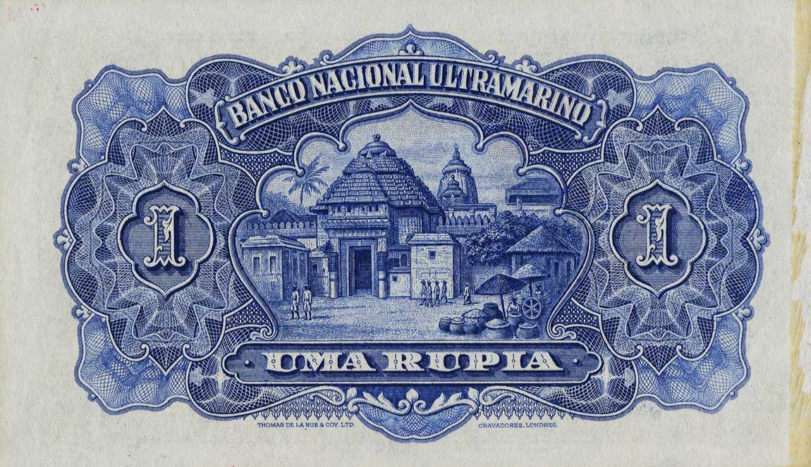 Back of Portuguese India p23s: 1 Rupia from 1924