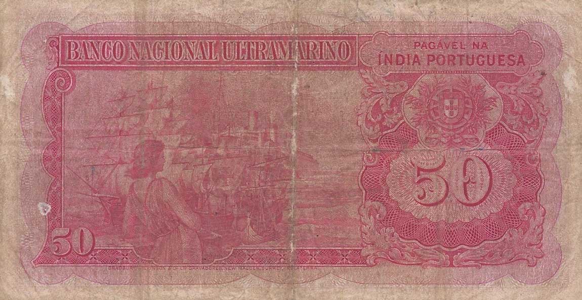 Back of Portuguese India p38a: 50 Rupia from 1945