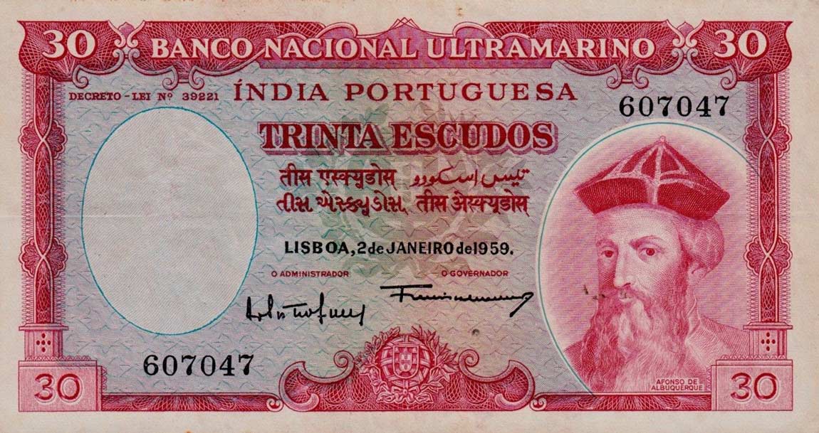 Front of Portuguese India p41a: 30 Escudos from 1959