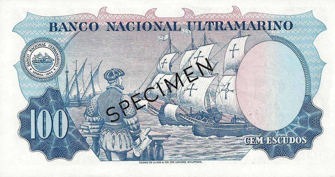 Back of Portuguese India p43s: 100 Escudos from 1959