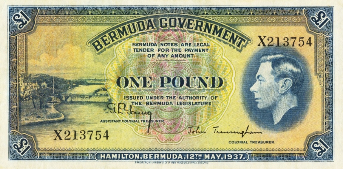 Front of Bermuda p11a: 1 Pound from 1937