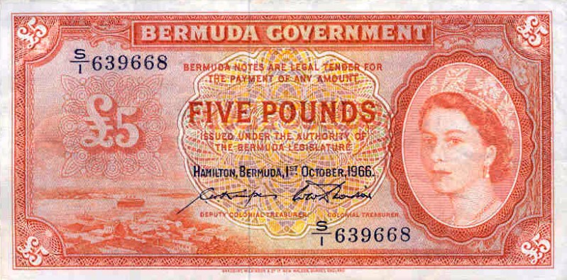 Front of Bermuda p21d: 5 Pounds from 1966