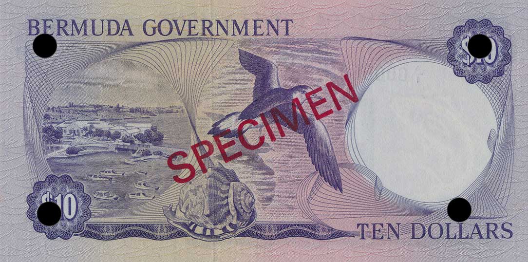 Back of Bermuda p25s: 10 Dollars from 1970