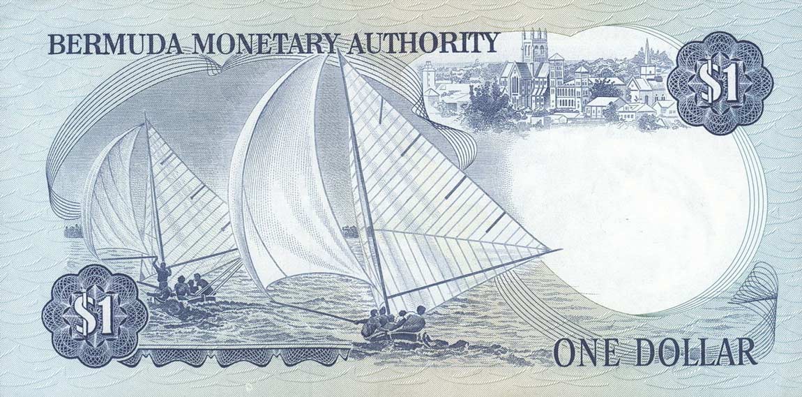 Back of Bermuda p28c: 1 Dollar from 1986
