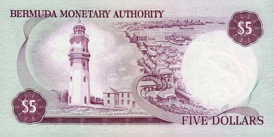 Back of Bermuda p29d: 5 Dollars from 1988