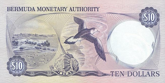Back of Bermuda p30b: 10 Dollars from 1982