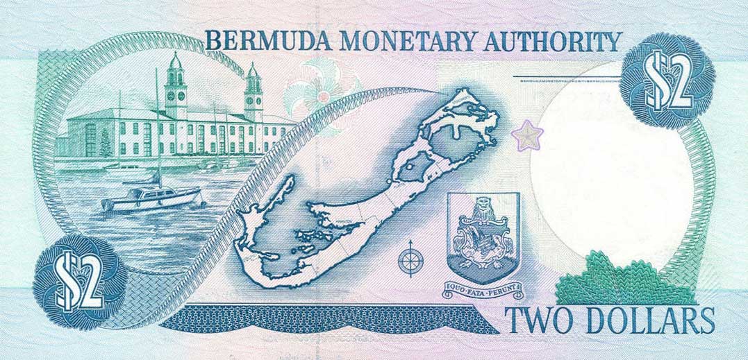 Back of Bermuda p34b: 2 Dollars from 1989