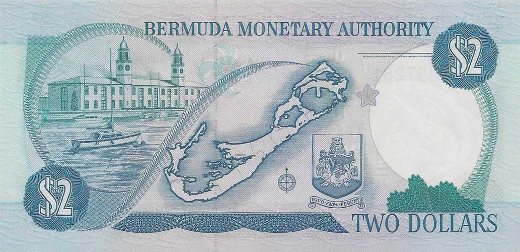 Back of Bermuda p34r: 2 Dollars from 1989