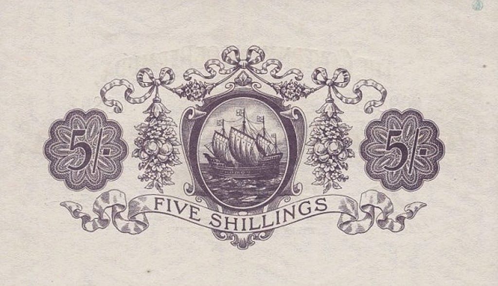 Back of Bermuda p3a: 5 Shillings from 1920