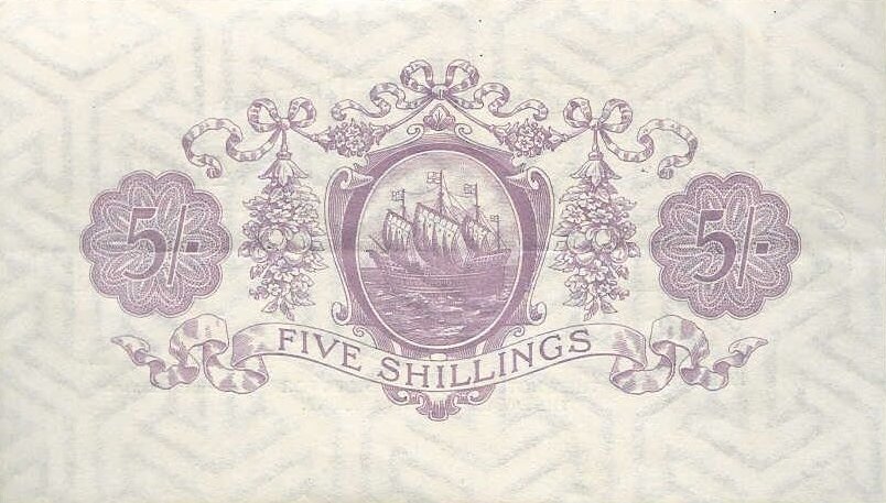 Back of Bermuda p3b: 5 Shillings from 1935