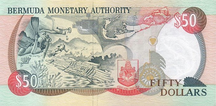 Back of Bermuda p40a: 50 Dollars from 1992