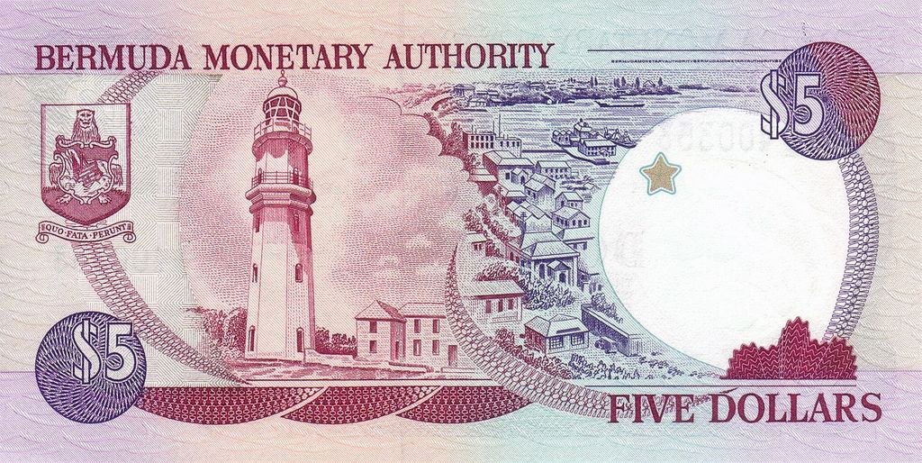 Back of Bermuda p41b: 5 Dollars from 1995