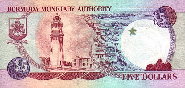 Back of Bermuda p41c: 5 Dollars from 1996