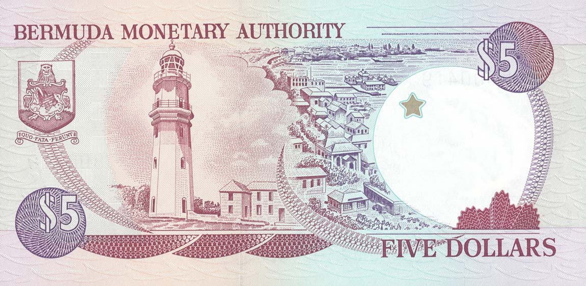 Back of Bermuda p41d: 5 Dollars from 1997