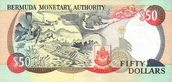 Back of Bermuda p44b: 50 Dollars from 1995