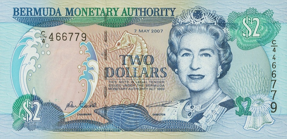 Front of Bermuda p50b: 2 Dollars from 2007
