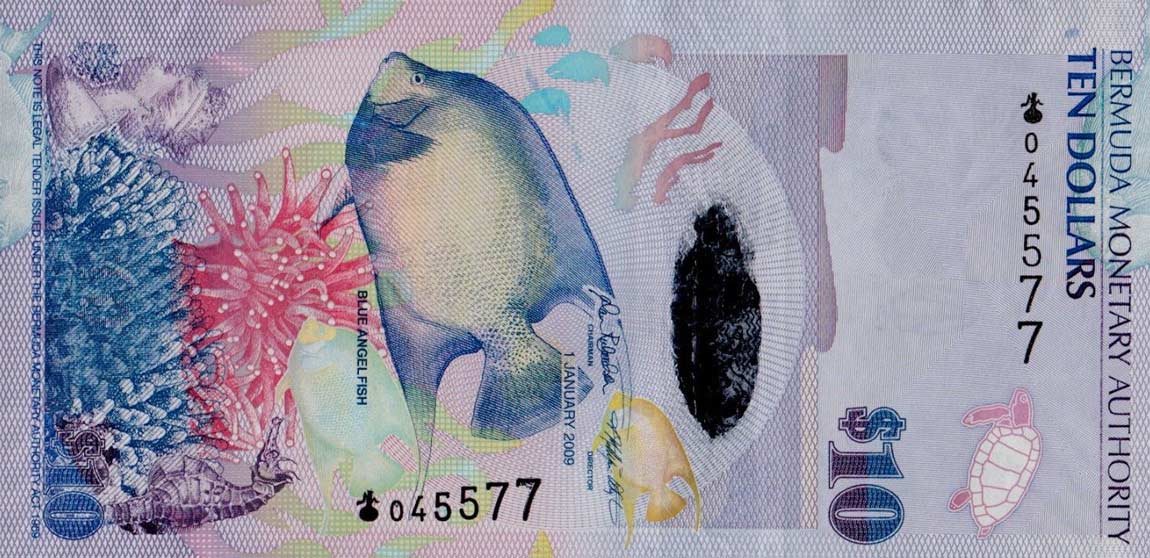 Front of Bermuda p59a: 10 Dollars from 2009