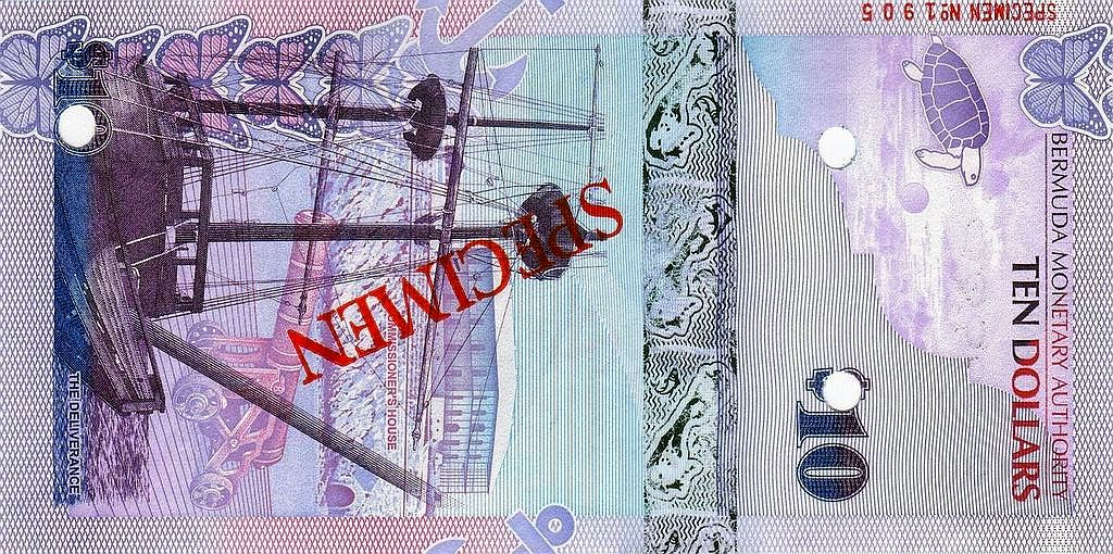 Back of Bermuda p59s: 10 Dollars from 2009