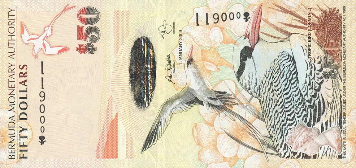 Front of Bermuda p61A: 50 Dollars from 2009