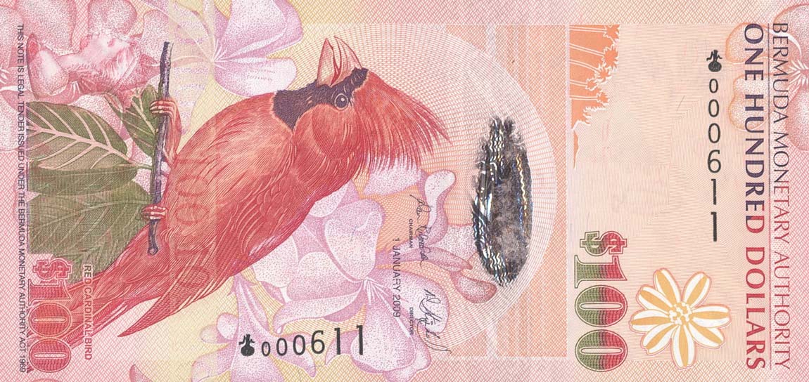 Front of Bermuda p62a: 100 Dollars from 2009