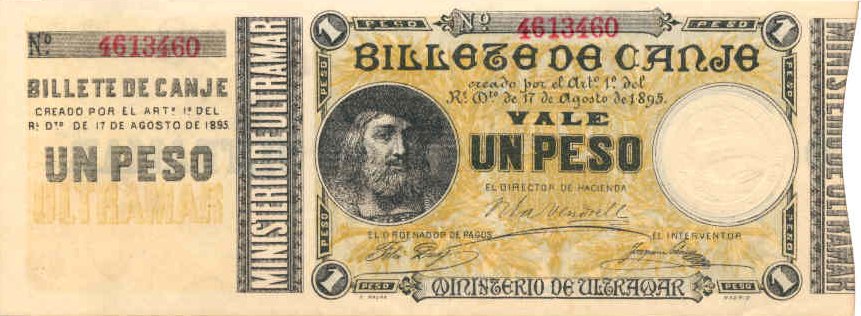 Front of Puerto Rico p7a: 1 Peso from 1895